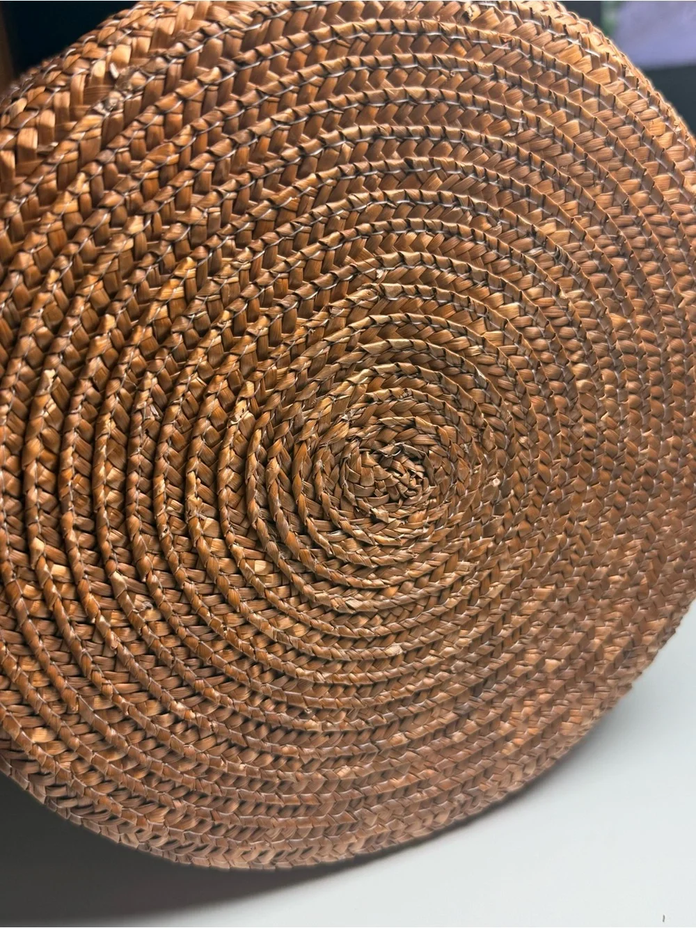 Woven Brown Storage Basket with Yellow Floral Accents